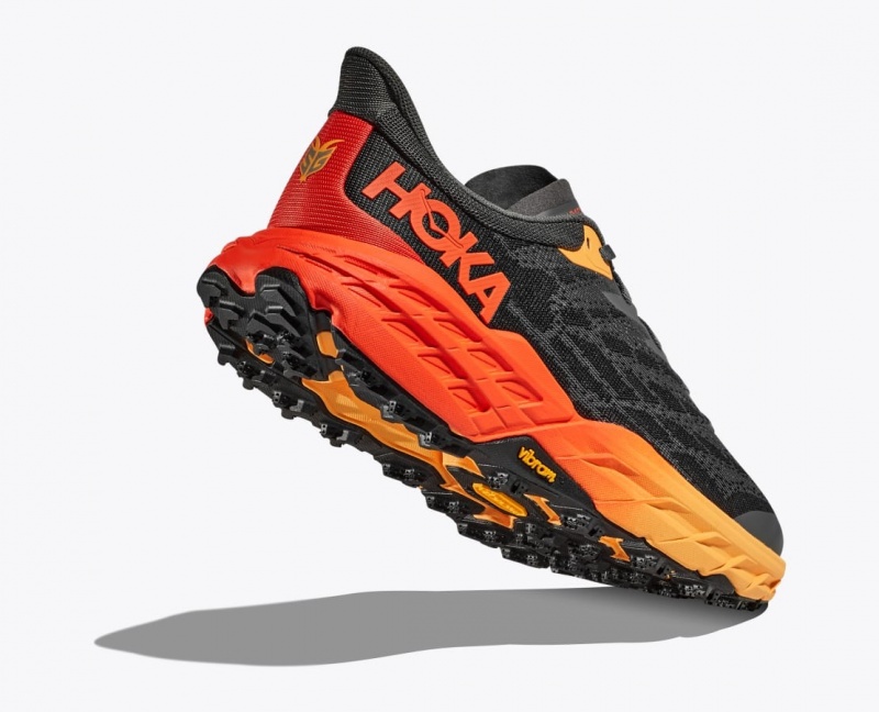 Black / Orange / Red HOKA Speedgoat 5 Men's Trail Running Shoes | 564281AEO