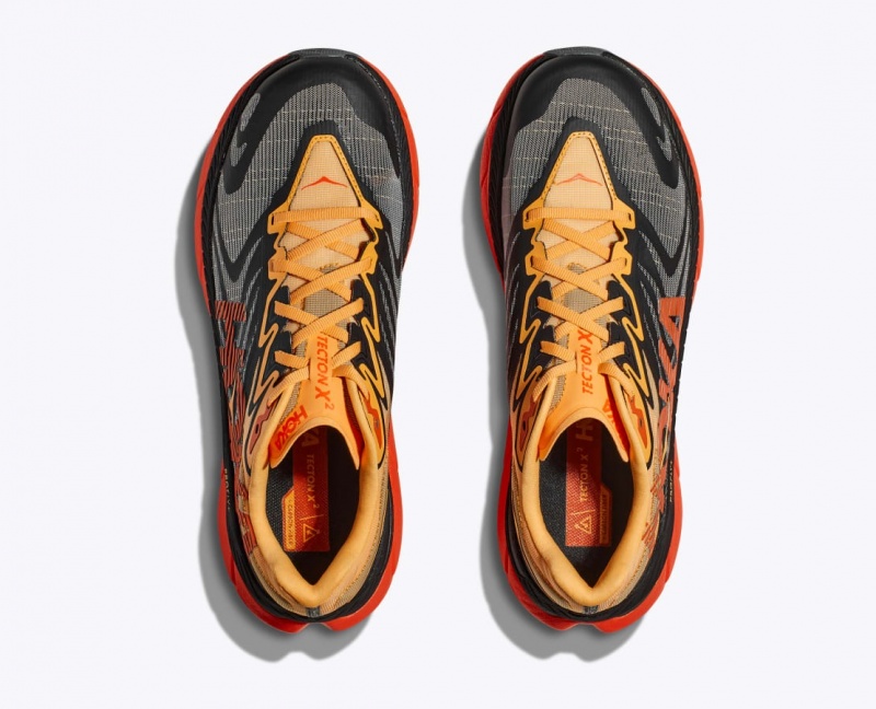 Black / Orange / Red HOKA Tecton X 2 Men's Trail Running Shoes | 456310XNB