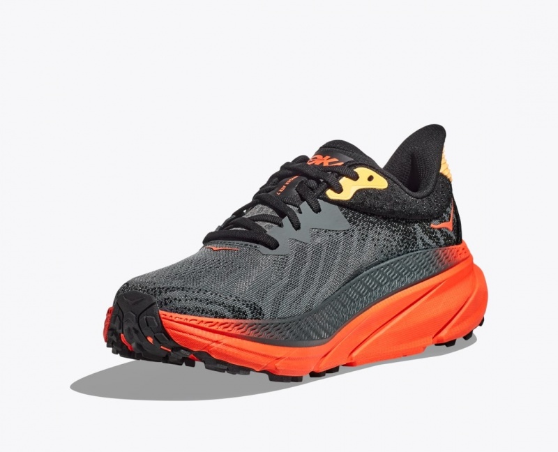 Black / Red HOKA Challenger 7 Men's Trail Running Shoes | 975042XKF