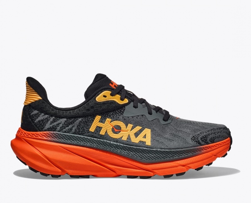 Black / Red HOKA Challenger 7 Men\'s Trail Running Shoes | 975042XKF