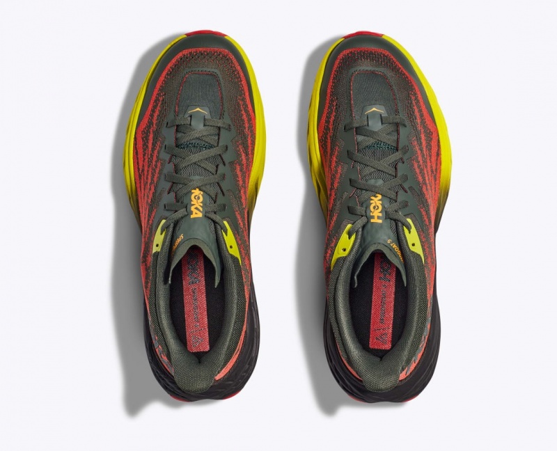 Black / Red / Yellow HOKA Speedgoat 5 Men's Trail Running Shoes | 907326TVR