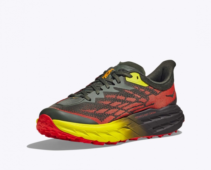 Black / Red / Yellow HOKA Speedgoat 5 Men's Trail Running Shoes | 907326TVR