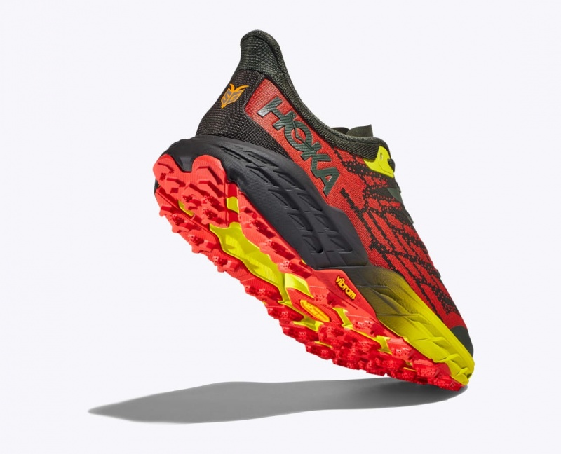 Black / Red / Yellow HOKA Speedgoat 5 Men's Trail Running Shoes | 907326TVR