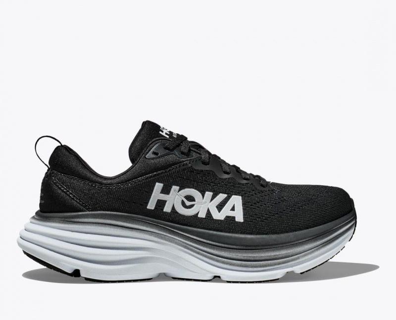 Black / White HOKA Bondi 8 Men\'s Running Shoes | 148306HLF