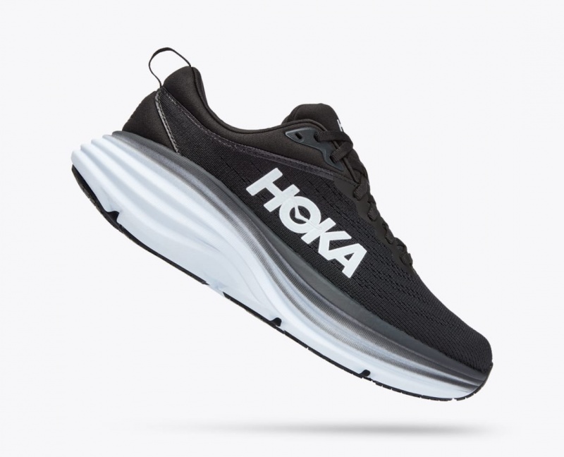 Black / White HOKA Bondi 8 Women's Running Shoes | 453129VPT