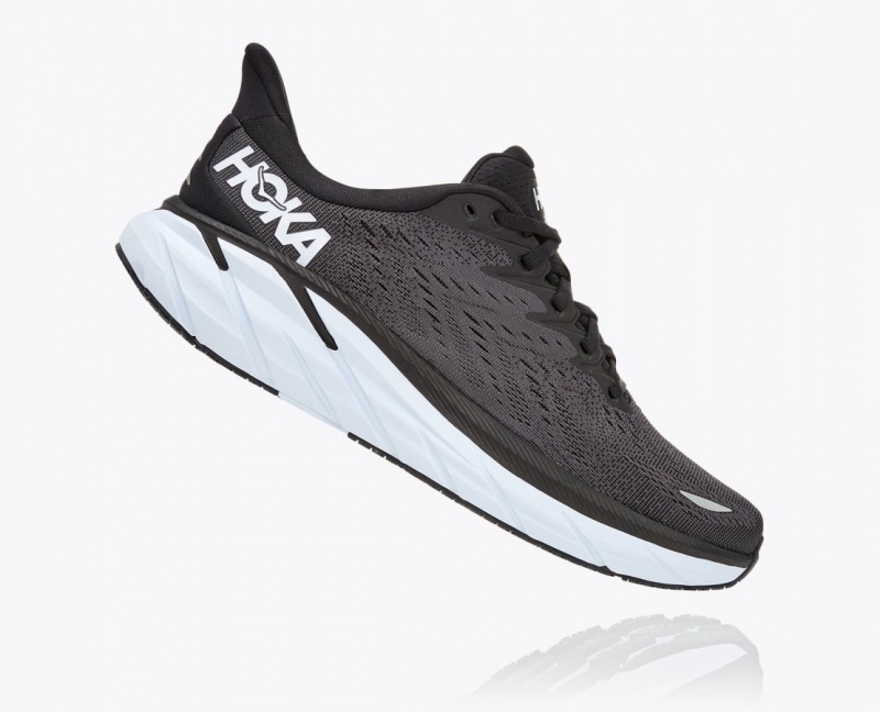 Black / White HOKA Clifton 8 Men's Running Shoes | 486529AZG