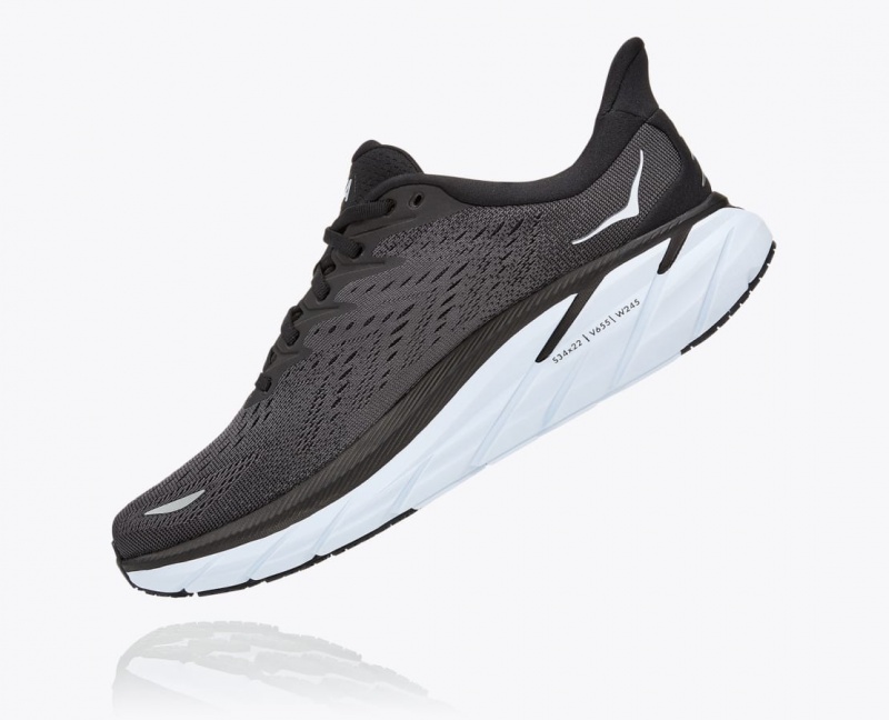 Black / White HOKA Clifton 8 Men's Running Shoes | 486529AZG