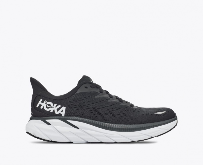 Black / White HOKA Clifton 8 Men\'s Running Shoes | 486529AZG