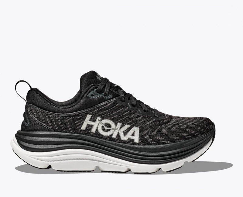 Black / White HOKA Gaviota 5 Men\'s Running Shoes | 873560HQT