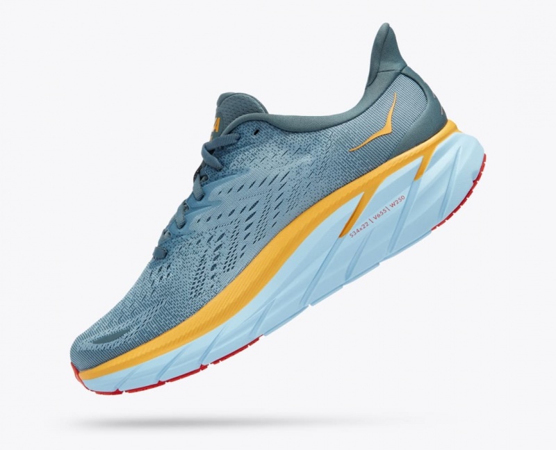 Blue Green / Orange HOKA Clifton 8 Men's Running Shoes | 472509AVG