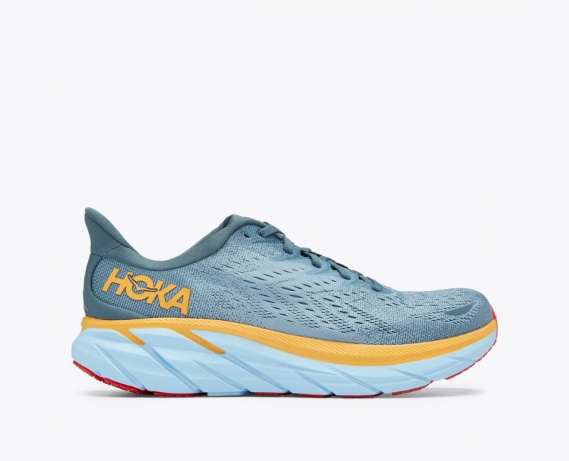 Blue Green / Orange HOKA Clifton 8 Men\'s Running Shoes | 472509AVG