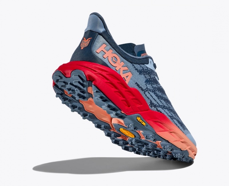 Blue Grey / Red HOKA Speedgoat 5 Women's Trail Running Shoes | 146375MDG