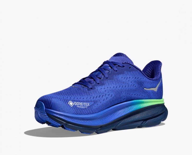 Blue HOKA Clifton 9 GTX Men's Running Shoes | 387146QRA