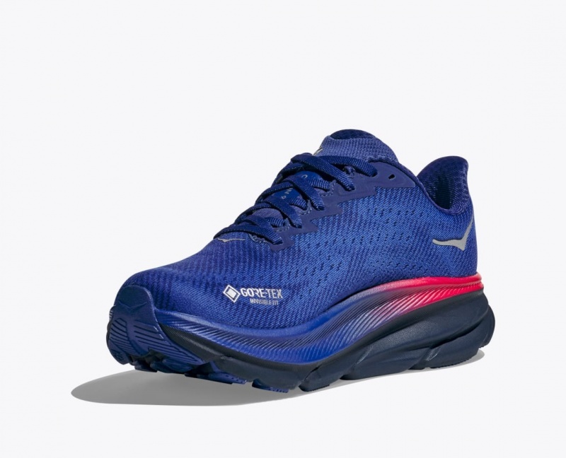 Blue HOKA Clifton 9 GTX Women's Running Shoes | 217389GLW