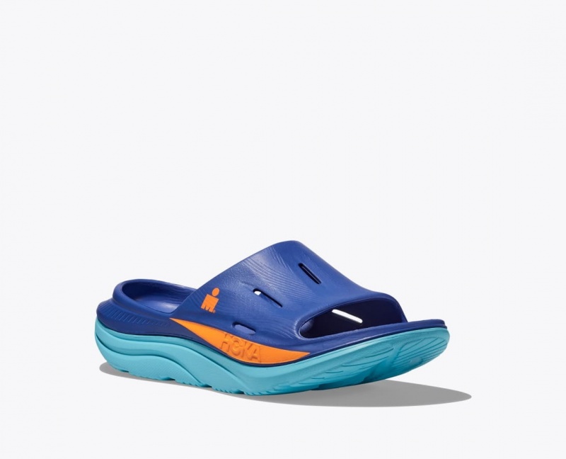 Blue HOKA IRONMAN Ora Recovery Women's Slide | 709832FAQ