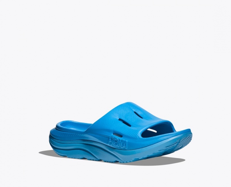 Blue HOKA Ora Recovery 3 Kids' Slides | 135429SVN