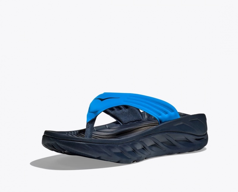 Blue / Black HOKA ORA Recovery Men's Flip Flops | 921578YKN