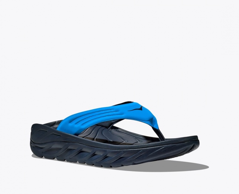 Blue / Black HOKA ORA Recovery Men's Flip Flops | 921578YKN