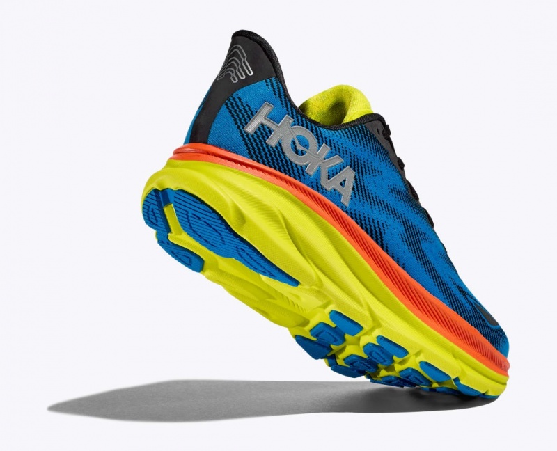 Blue / Black / Green HOKA Clifton 9 GTX Women's Running Shoes | 512076BSI