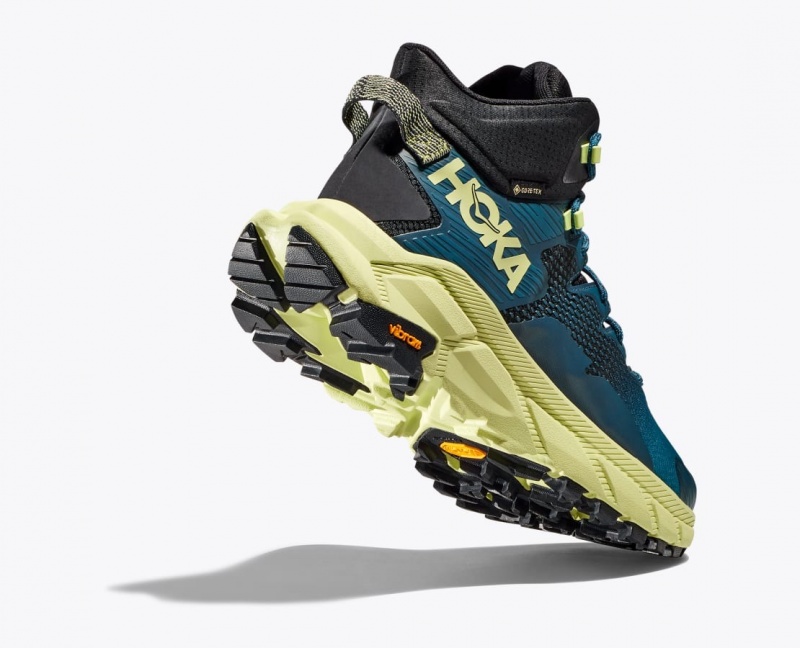 Blue / Black / Light Green HOKA Trail Code GTX Men's Hiking Boots | 408635NFS