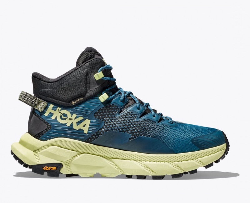 Blue / Black / Light Green HOKA Trail Code GTX Men\'s Hiking Boots | 408635NFS