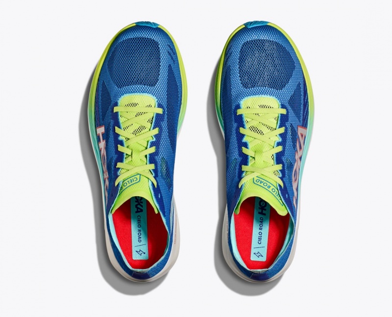 Blue / Green HOKA Cielo Road Men's Running Shoes | 924536BLW