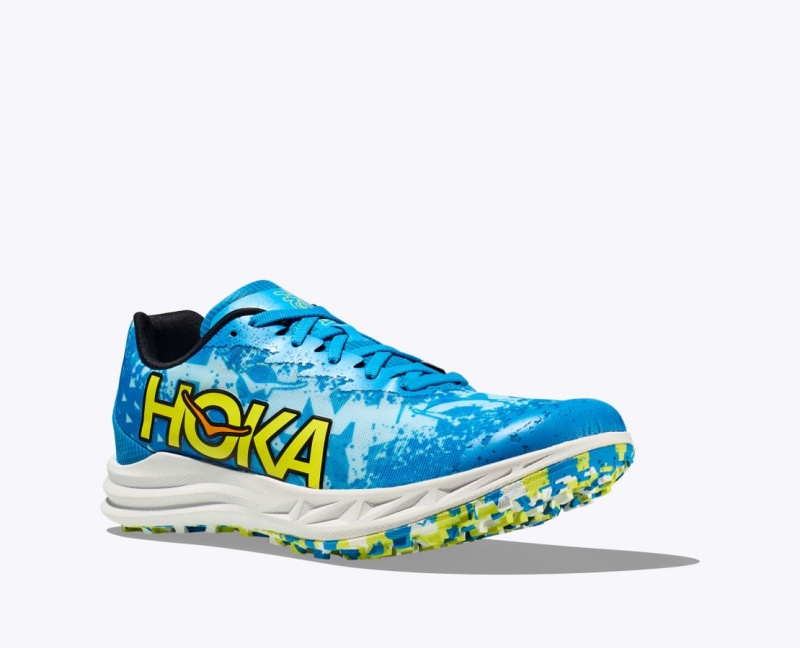 Blue / Green HOKA Crescendo XC Spikeless Men's Track Spikes | 079813KVJ