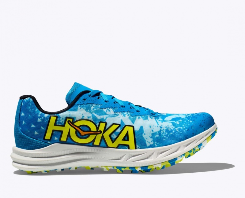 Blue / Green HOKA Crescendo XC Spikeless Men\'s Track Spikes | 079813KVJ