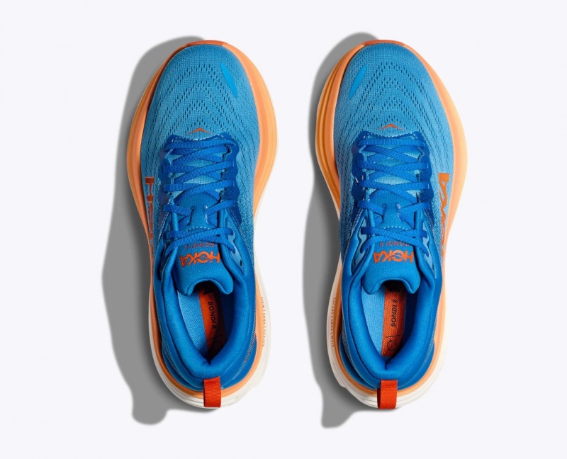 Blue / Orange HOKA Bondi 8 Men's Running Shoes | 635804WSV