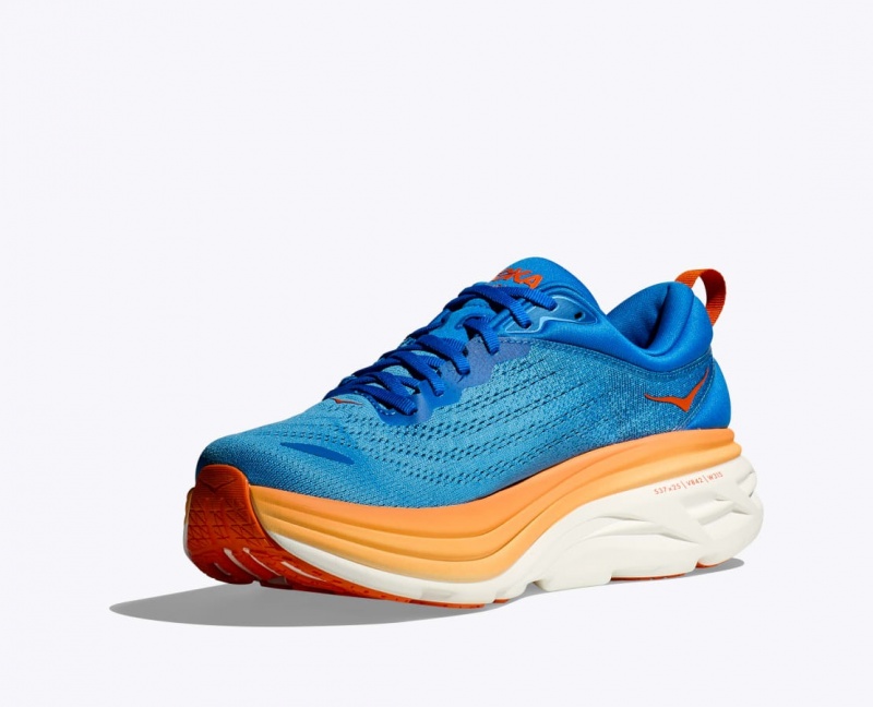 Blue / Orange HOKA Bondi 8 Men's Running Shoes | 635804WSV