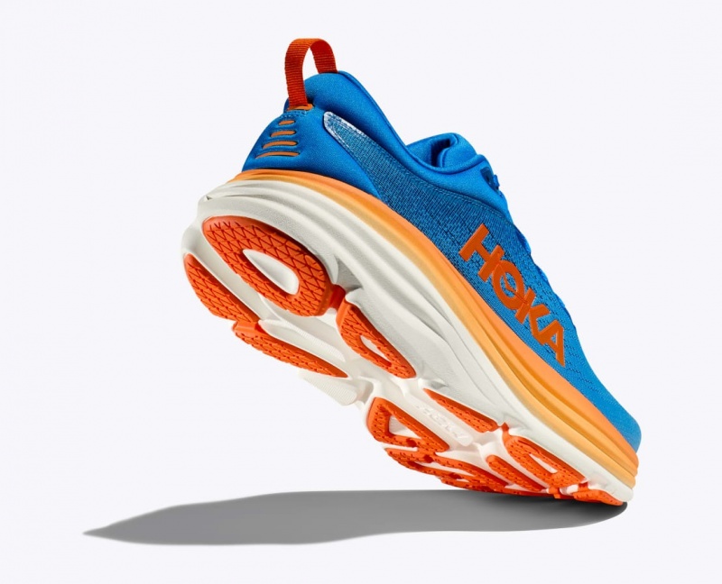 Blue / Orange HOKA Bondi 8 Men's Running Shoes | 635804WSV