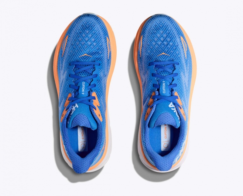 Blue / Orange HOKA Clifton 9 Men's Running Shoes | 730429HMK