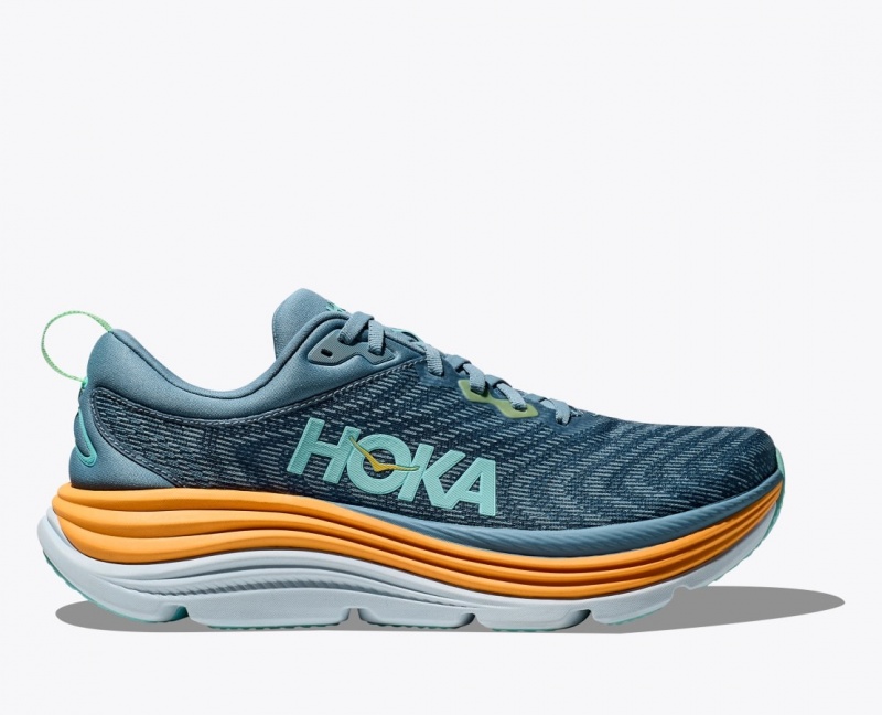 Blue / Orange HOKA Gaviota 5 Men\'s Running Shoes | 619425VTX