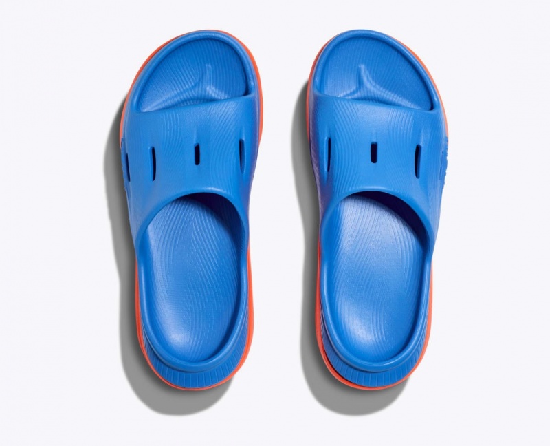 Blue / Orange HOKA Ora Recovery 3 Kids' Slides | 458176YTZ