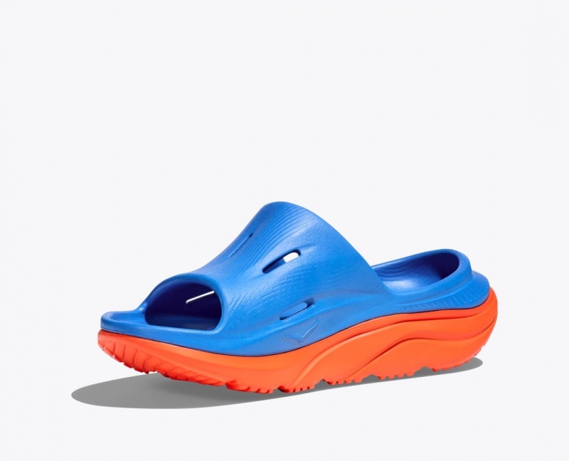 Blue / Orange HOKA Ora Recovery 3 Kids' Slides | 458176YTZ