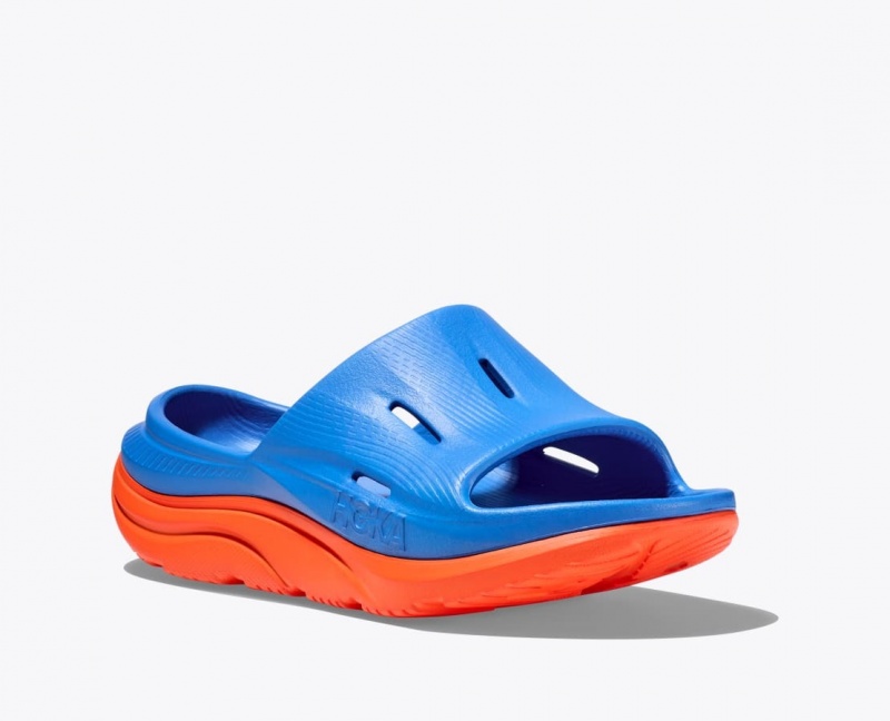 Blue / Orange HOKA Ora Recovery 3 Kids' Slides | 458176YTZ