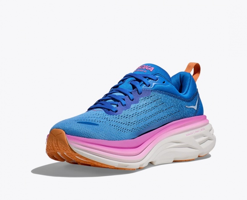 Blue / Pink HOKA Bondi 8 Women's Running Shoes | 291708QJL