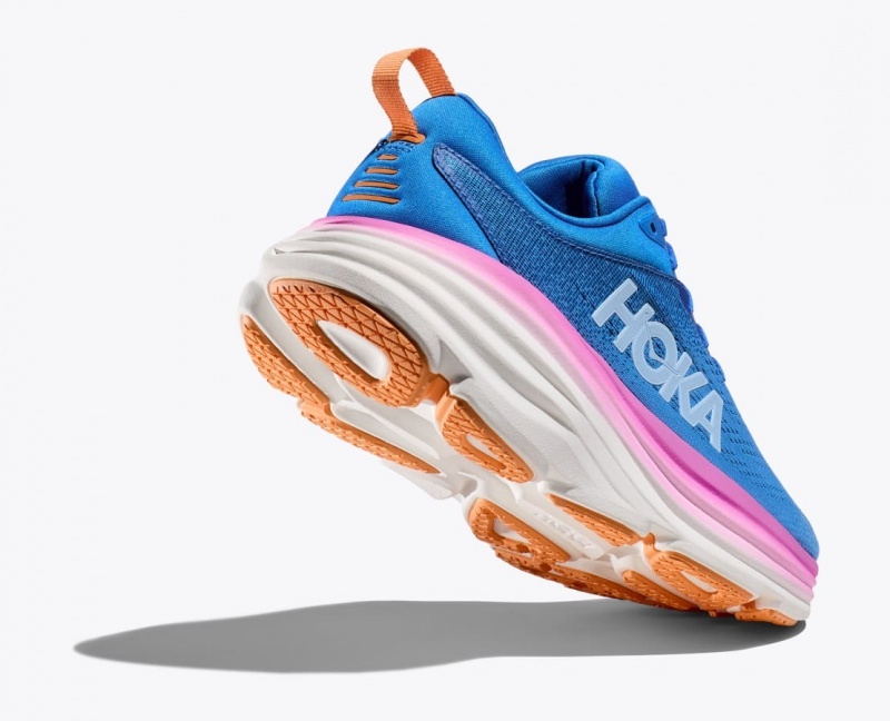 Blue / Pink HOKA Bondi 8 Women's Running Shoes | 291708QJL