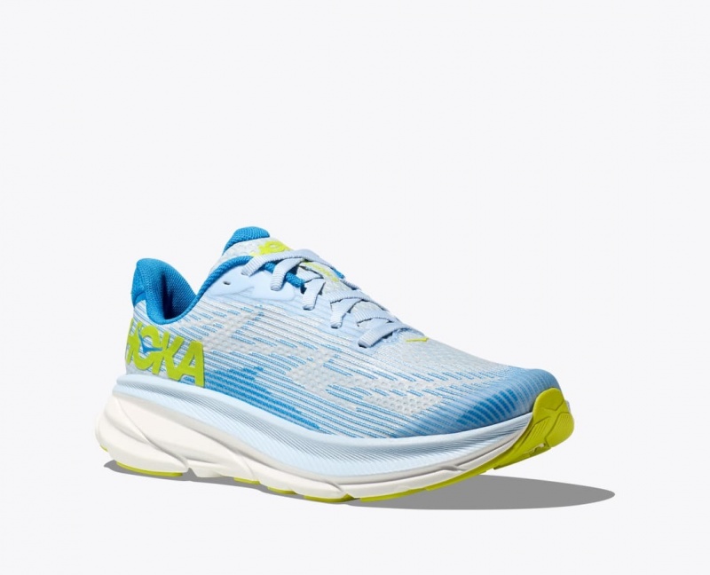 Blue / White HOKA Clifton 9 Kids' Running Shoes | 048657HAW