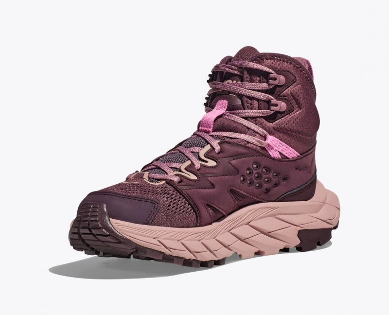 Burgundy HOKA Anacapa Breeze Mid Women's Hiking Boots | 615923ZHF