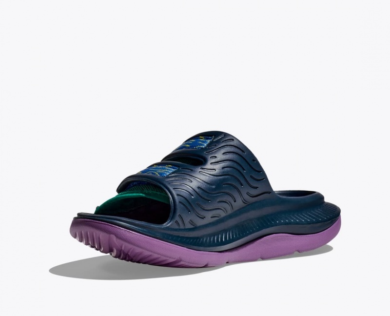 Dark Blue / Green / Purple HOKA Ora Luxe Men's Slide | 530178VXM