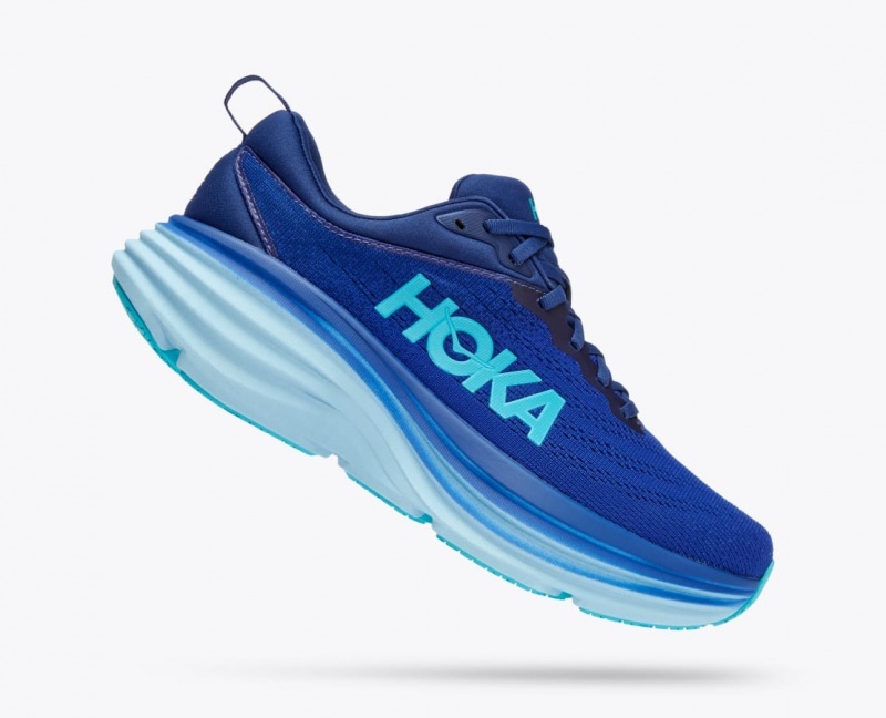 Dark Blue / Light Blue HOKA Bondi 8 Men's Running Shoes | 892176LQR