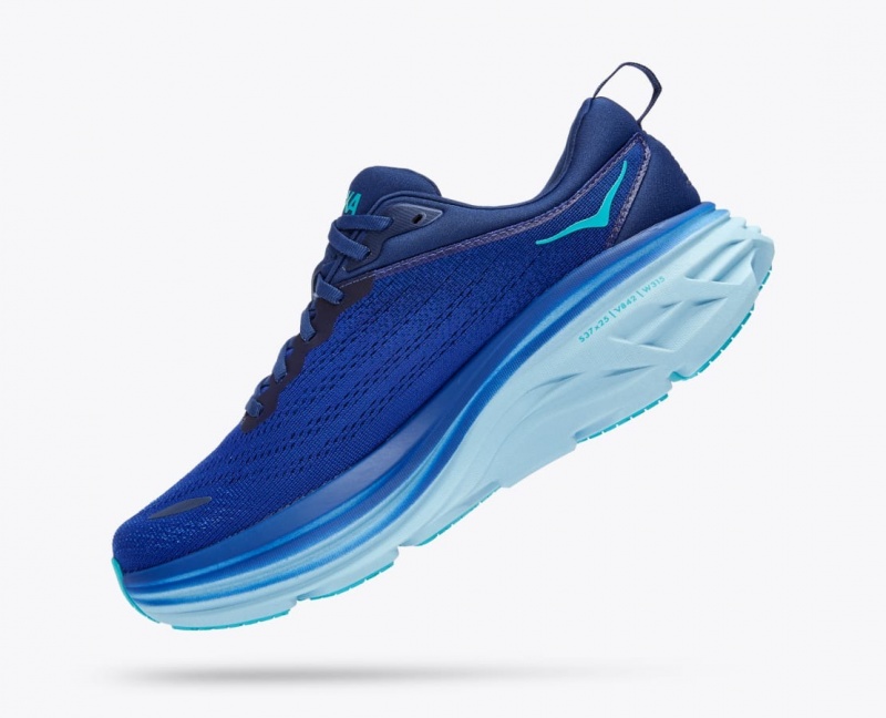 Dark Blue / Light Blue HOKA Bondi 8 Men's Running Shoes | 892176LQR