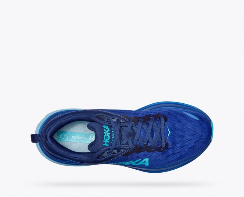 Dark Blue / Light Blue HOKA Bondi 8 Men's Running Shoes | 892176LQR