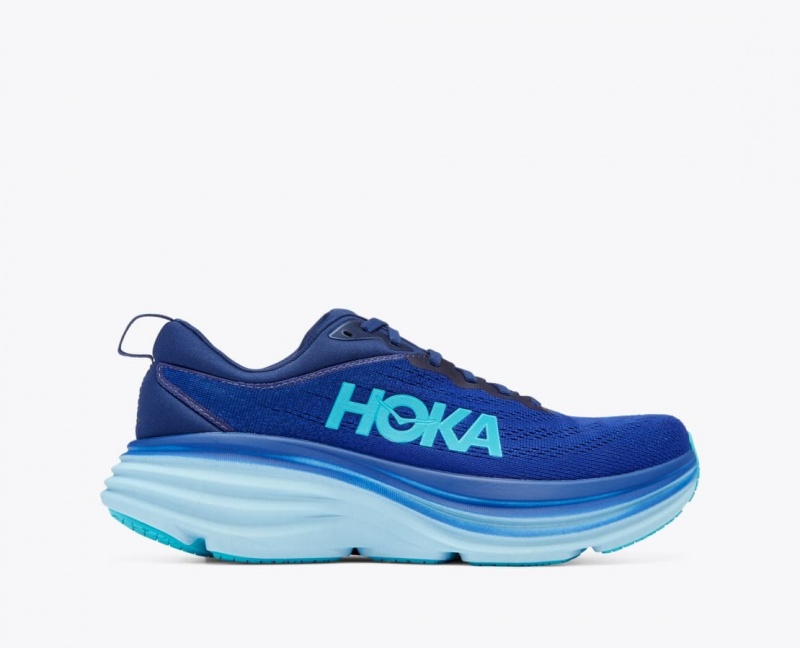 Dark Blue / Light Blue HOKA Bondi 8 Men\'s Running Shoes | 892176LQR