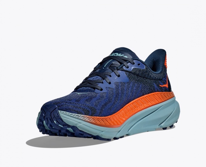 Dark Blue / Orange HOKA Challenger 7 Men's Trail Running Shoes | 487509YRU