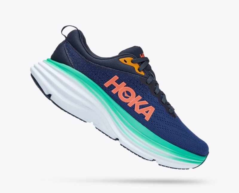 Dark Blue / Turquoise HOKA Bondi 8 Women's Running Shoes | 718269XEL