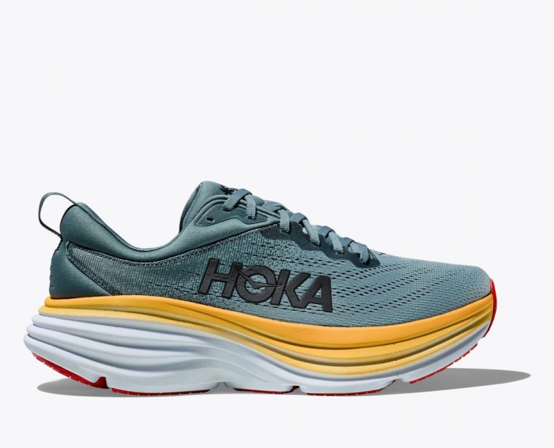 Dark Blue / Yellow HOKA Bondi 8 Men\'s Running Shoes | 582967BTF