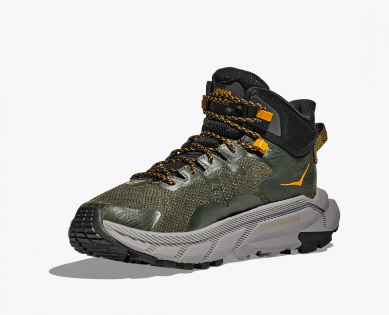 Dark Green HOKA Trail Code GTX Men's Hiking Boots | 769821QAS