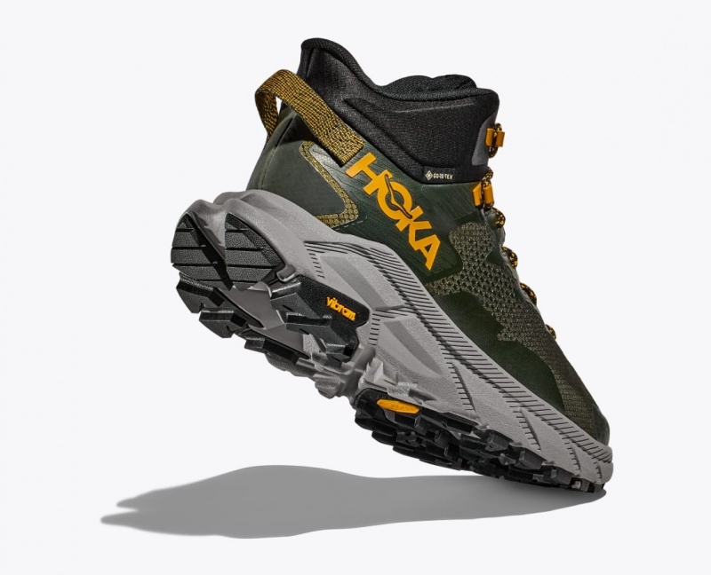 Dark Green HOKA Trail Code GTX Men's Hiking Boots | 769821QAS